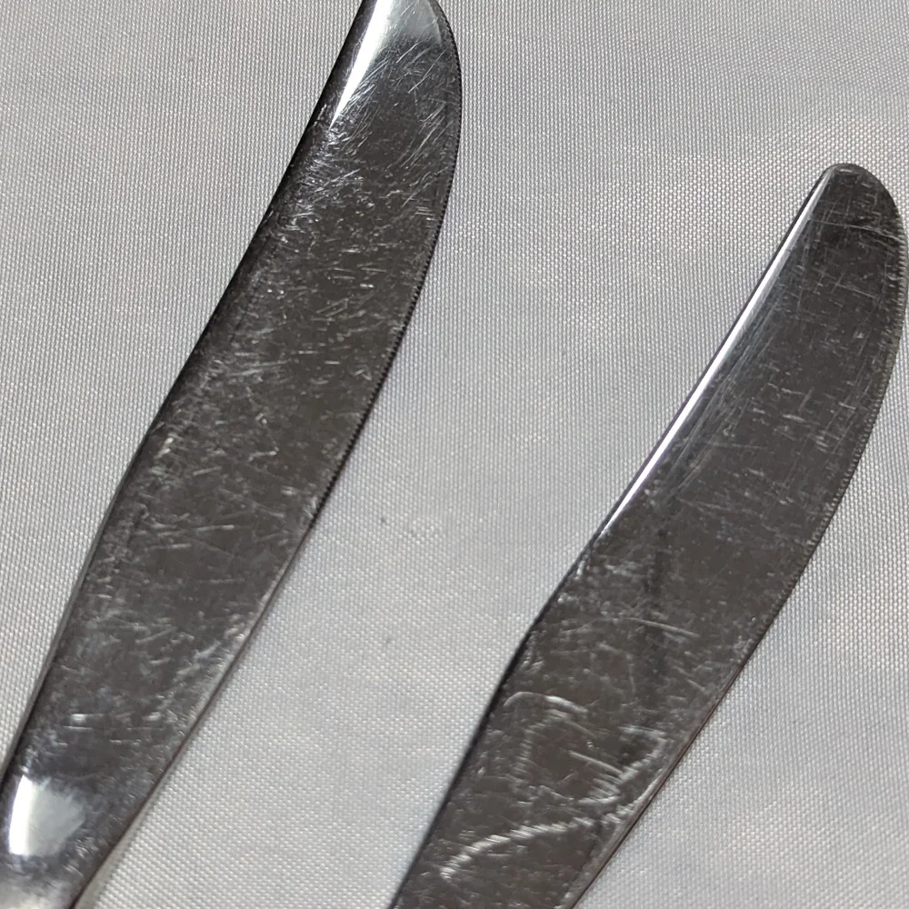 Set Of 6 Oneida Community Twin Star Dinner Knives MCM Atomic Stainless Steel